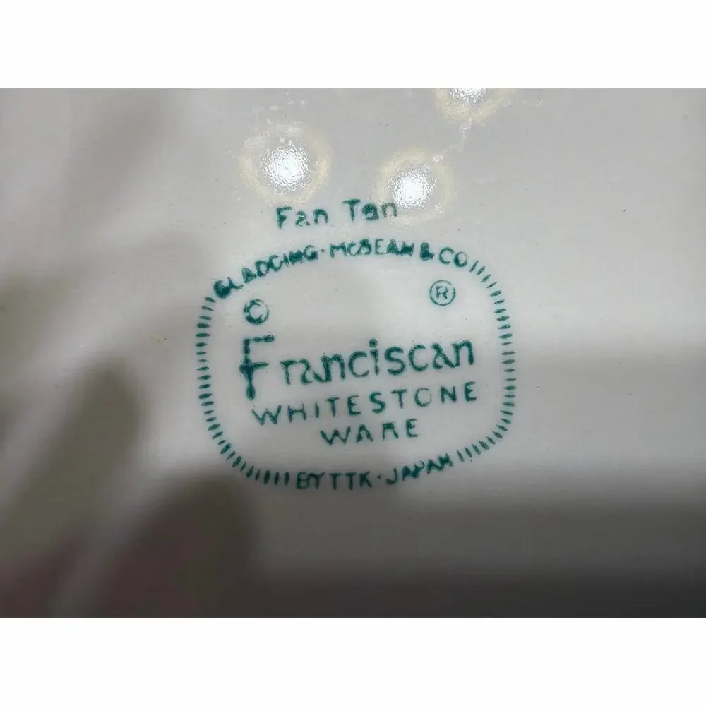 Vintage Franciscan Fan Tan Whitestone Ware Salad Plates Set of 8 Japan 8